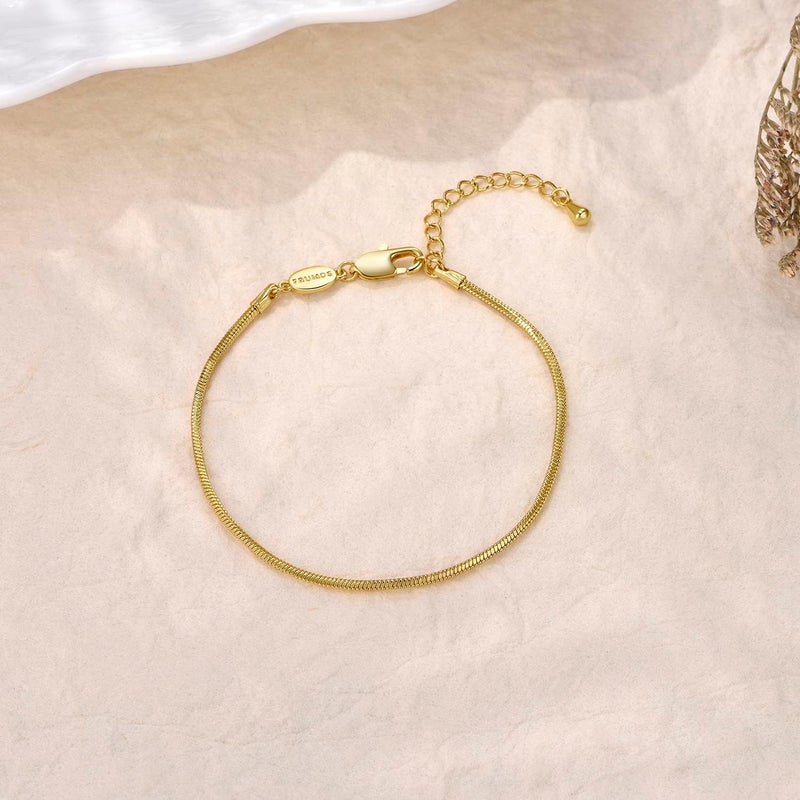FRUMOS Dainty Layering Bracelets for Women 18 k Gold Plated Fashion Adjustable Chunky Cuban Paperclip Link Chain Bracelets Jewelry for Women Gift - Image 3